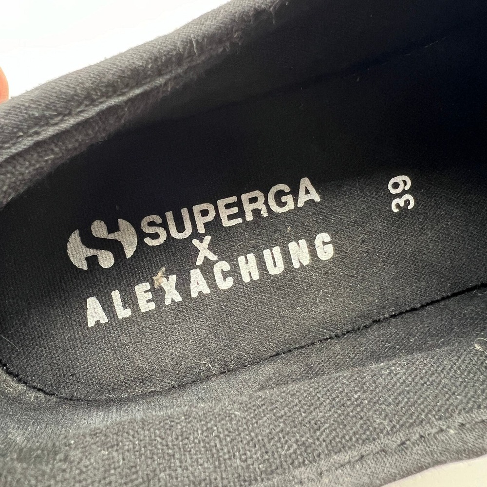 ALEXA CHUNG SUPERGA Sneaker 8 Black Platform Edition Velvet 2748 Lug Sole Chunky - Picture 7 of 14